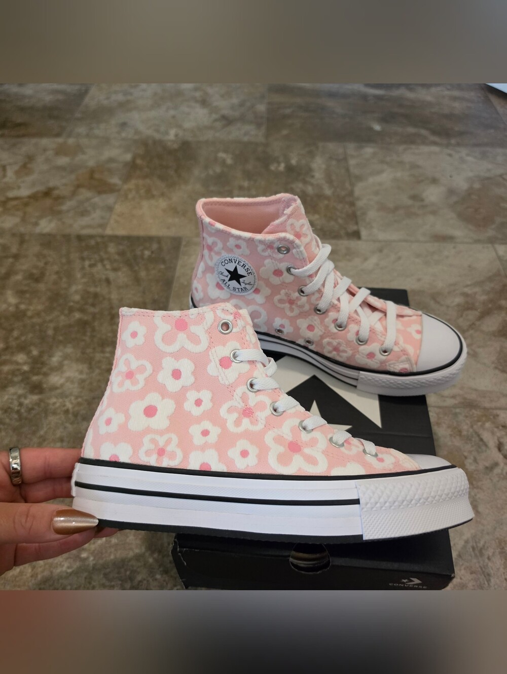 Converse Chuck Taylor All Star High Pink Floral - MISMATCHED SIZES (US Kid 4 / U